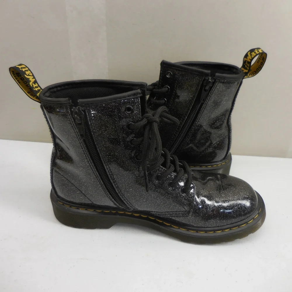 Dr. Martens 1460 Glitter J Black Sparkle Lace Up Zip Boots US 4 UK 3 EU 36